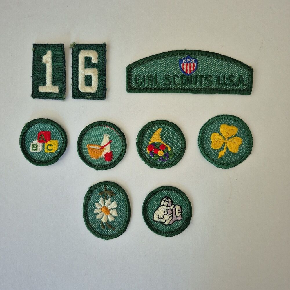 Girl Scout USA VTG Variety Lot of 9 Junior Embroidered Badges Troop 16 1960s-70s